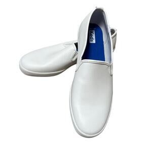 KEDS Champion Leather Slip on White Sneakers; size women’s 9.5, NWOT